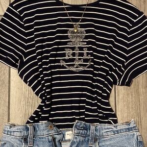 Ralph Lauren Logo blue stripes T shirt